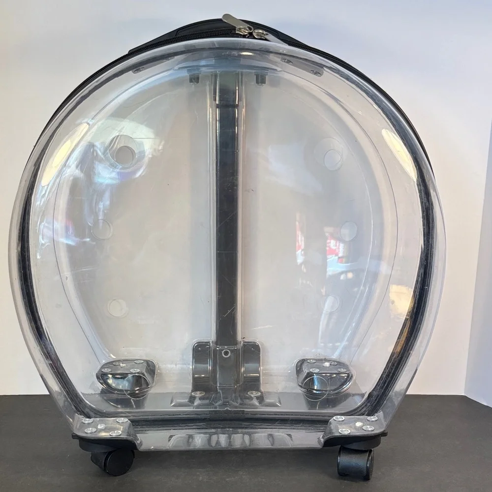 Clear Hard Shell Rolling Pet Carrier 15” Cat Dog Travel Bubble Luggage